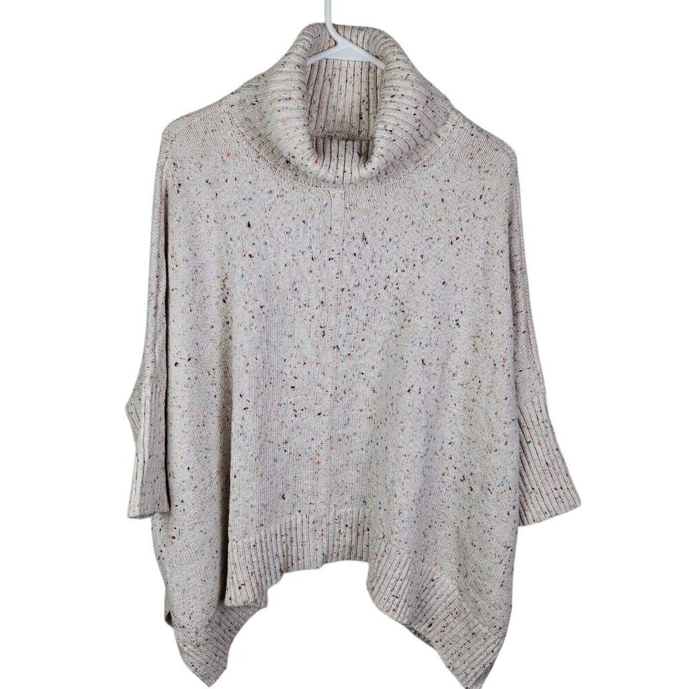 Loft Ivory Multicolor Speckle Oversize Cowl Neck Sweater Dolman Sleeve‎ Small